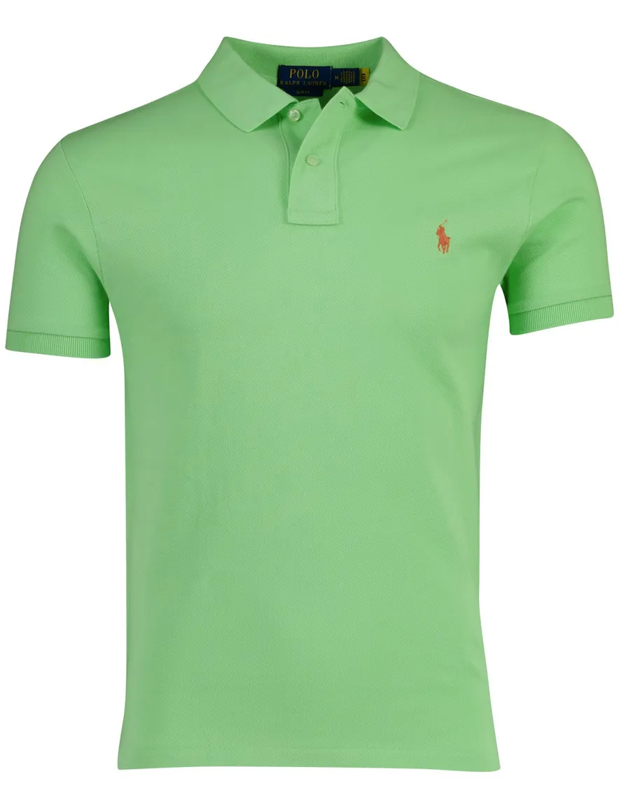 Polo Ralph Lauren lichtgroen poloshirt slim fit 2 knopen