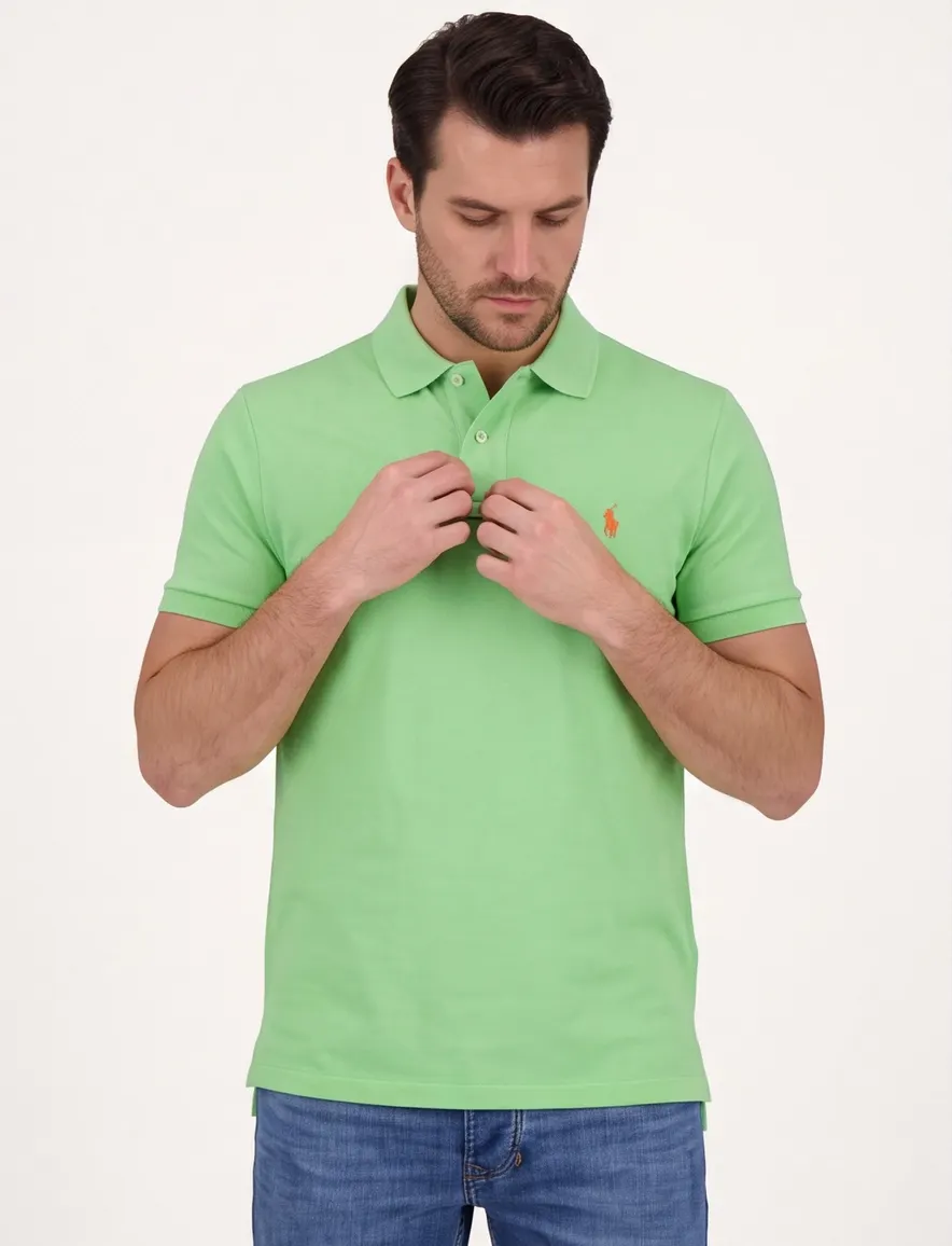 Polo Ralph Lauren lichtgroen poloshirt slim fit 2 knopen