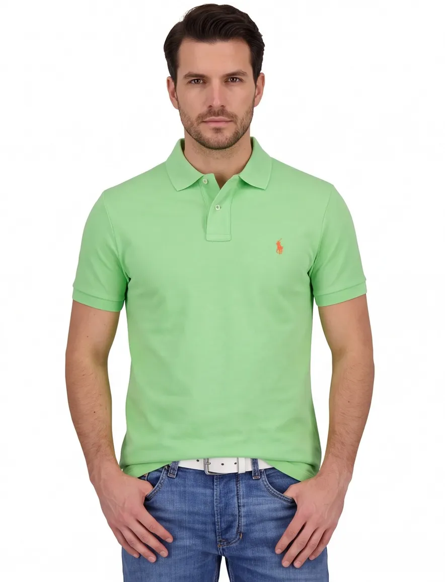 Polo Ralph Lauren lichtgroen poloshirt slim fit 2 knopen