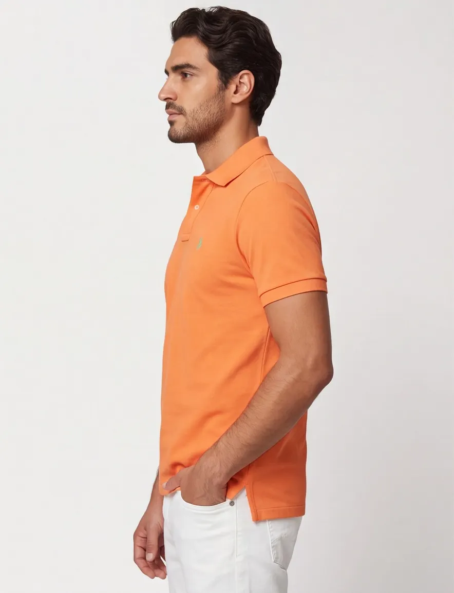 Polo Ralph Lauren oranje poloshirt slim fit katoen