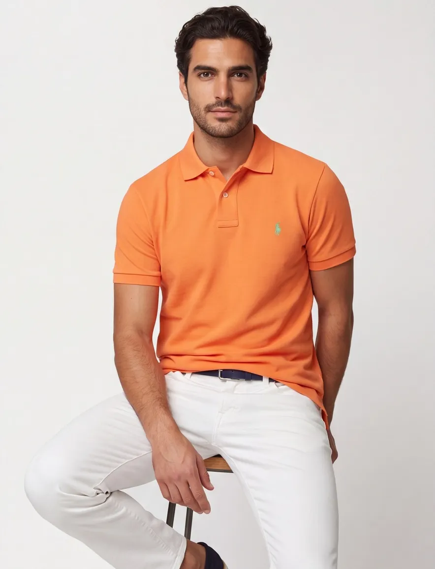 Polo Ralph Lauren oranje poloshirt slim fit katoen