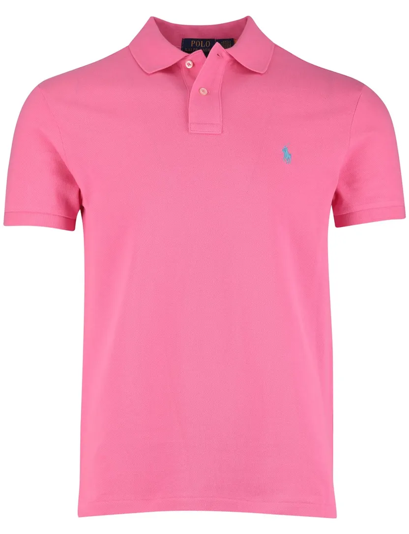 Roze Polo Slim Fit Polo Ralph Lauren eenkleurig blauw logo