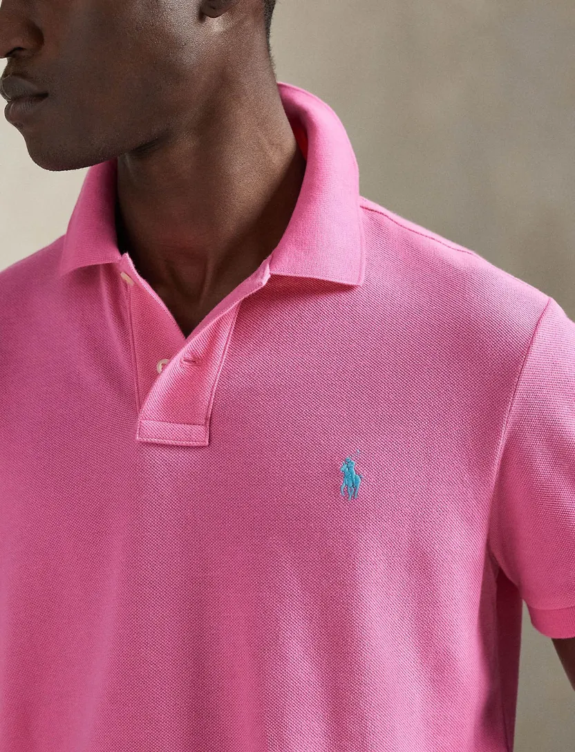 Roze Polo Slim Fit Polo Ralph Lauren eenkleurig blauw logo