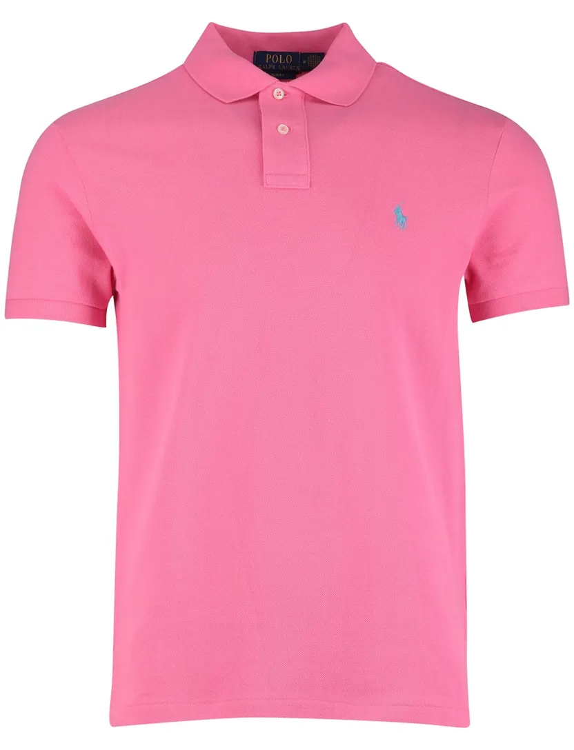 Roze Polo Slim Fit Polo Ralph Lauren eenkleurig blauw logo