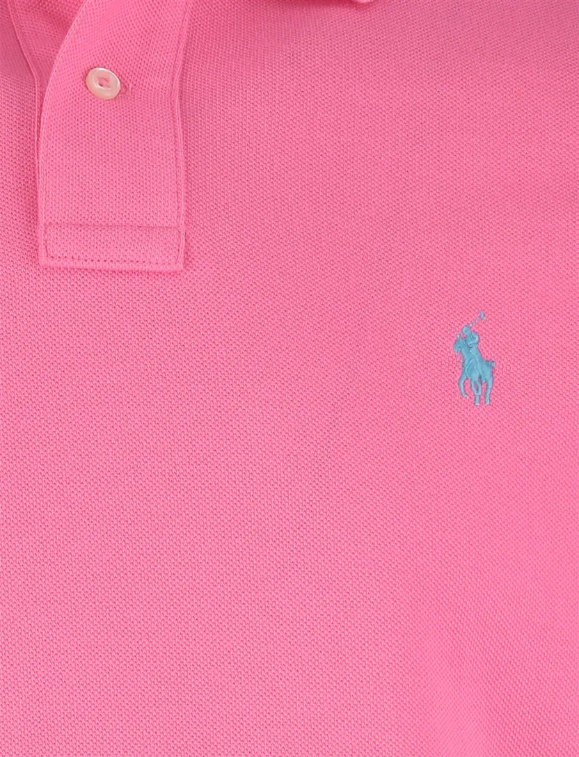 Roze Polo Slim Fit Polo Ralph Lauren eenkleurig blauw logo