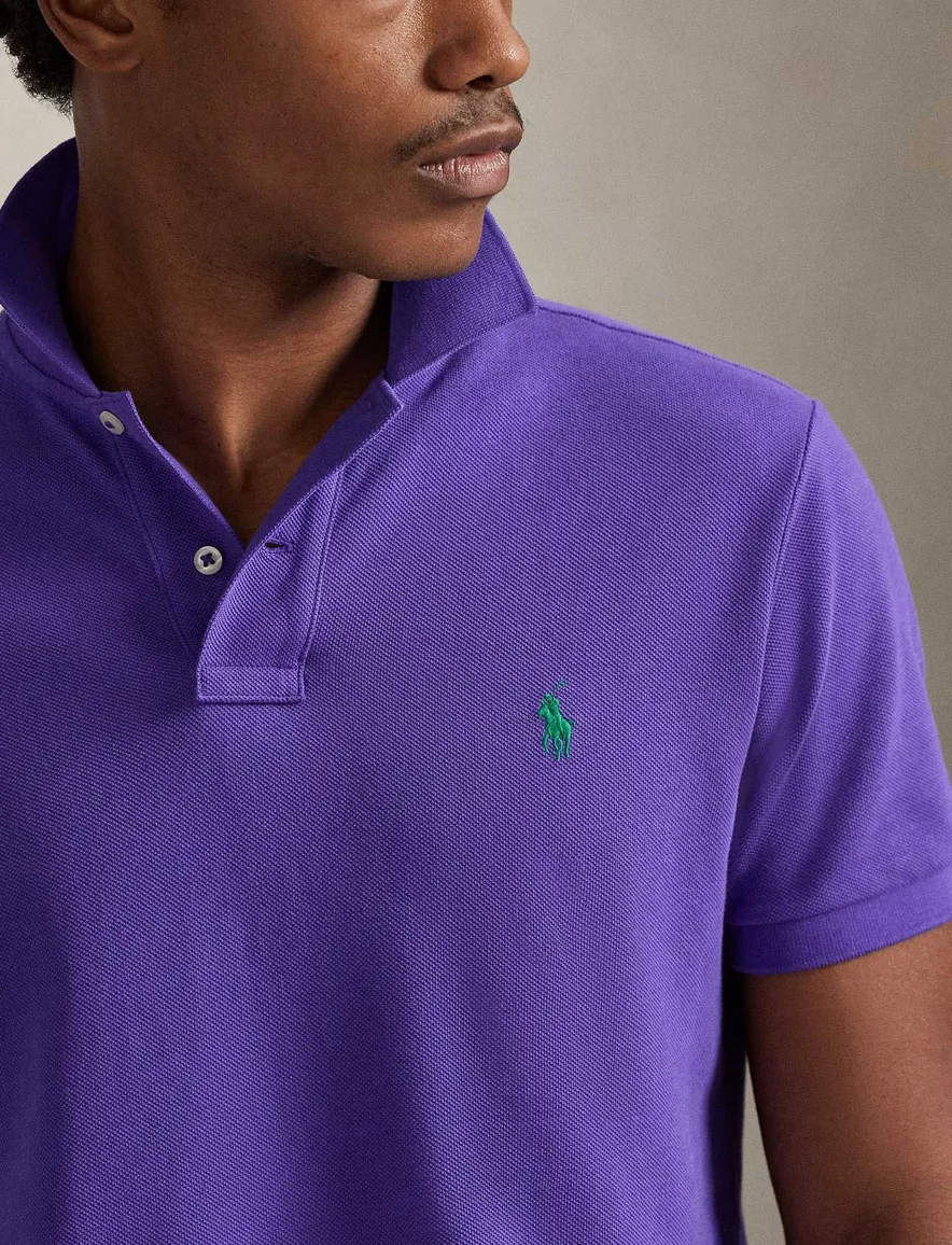 Polo Ralph Lauren Slim fit Polo Paars effen groen logo