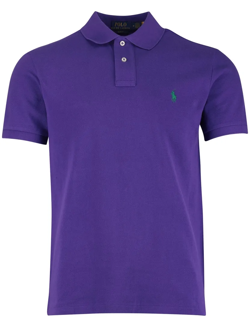 Paarse Polo Slim Fit Polo Ralph Lauren eenkleurig groen logo