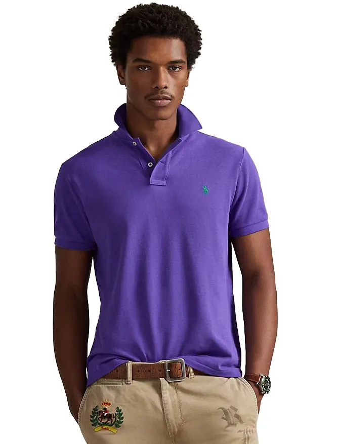 Paarse Polo Slim Fit Polo Ralph Lauren eenkleurig groen logo