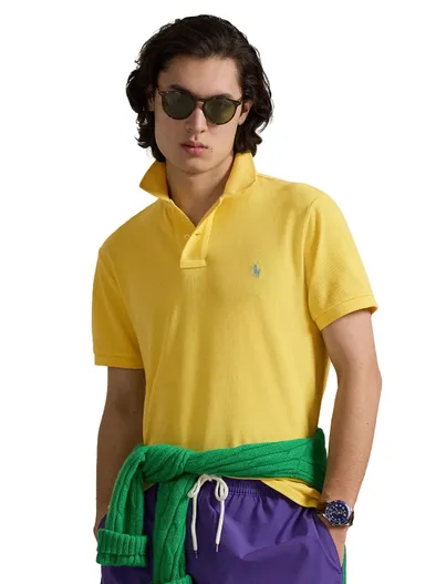 Polo Ralph Lauren geel poloshirt Ralph Lauren slim fit 100% katoen