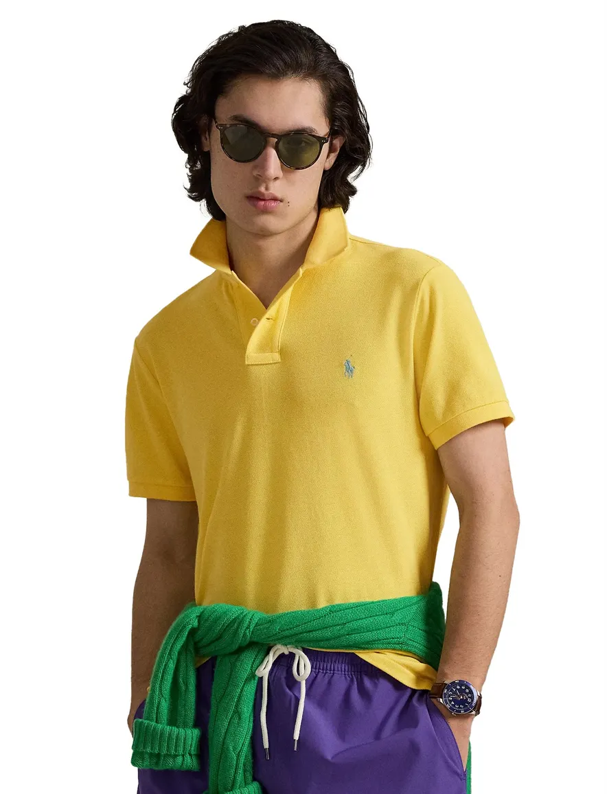 geel poloshirt Ralph Lauren slim fit 100% katoen