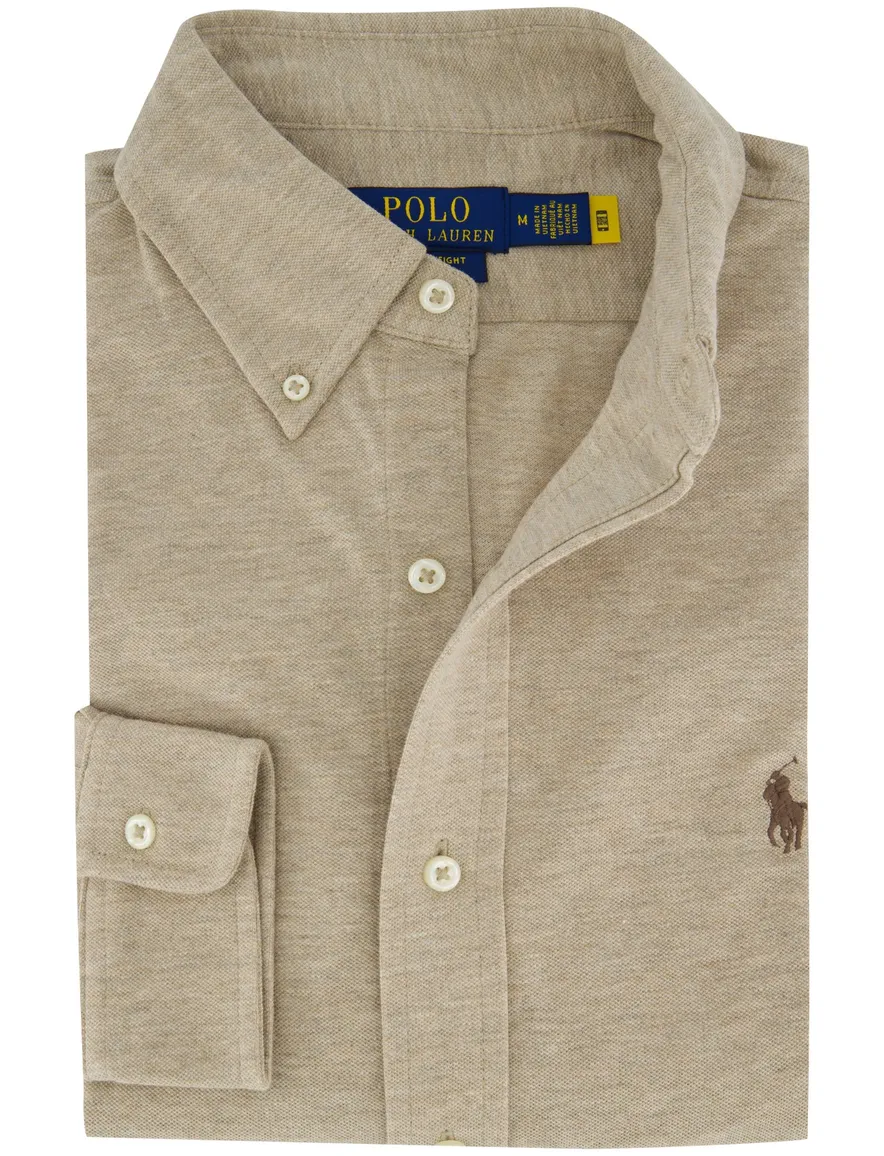 Polo Ralph Lauren Overhemd beige gemeleerd