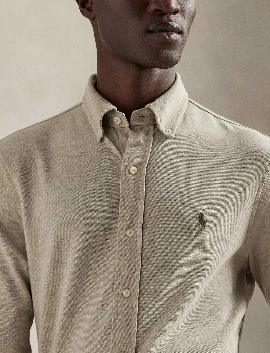 Polo Ralph Lauren Overhemd beige gemeleerd