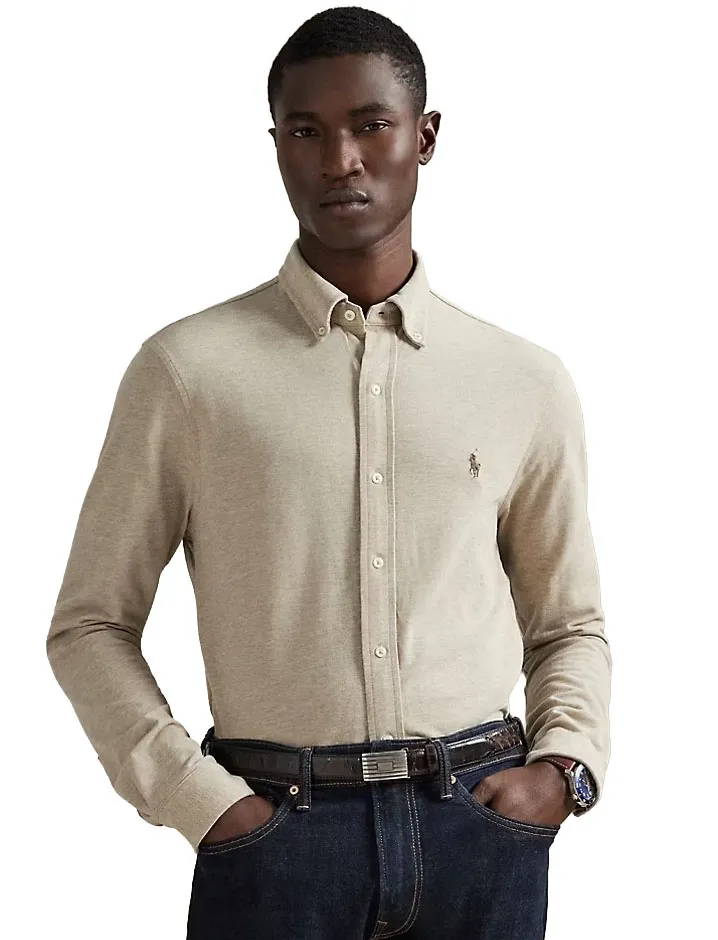 Polo Ralph Lauren Overhemd beige gemeleerd