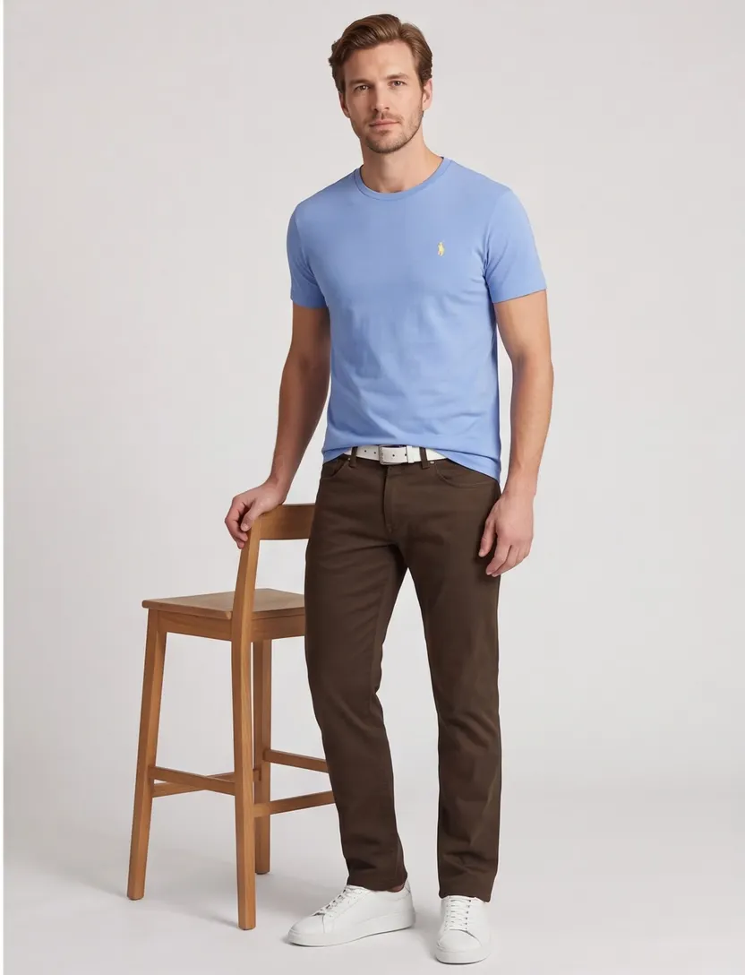 Blauw Polo Ralph Lauren Custom Slim Fit t-shirt