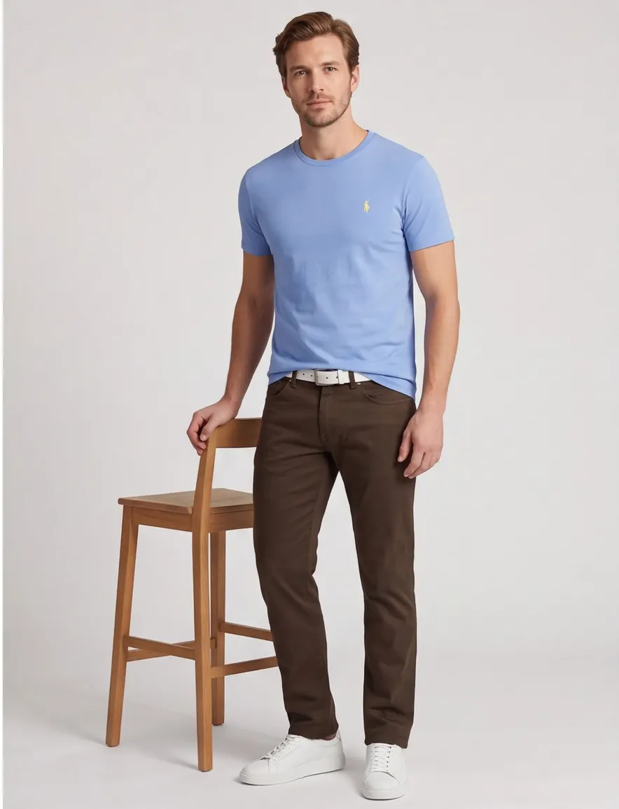 T-shirt blauw Custom Slim Fit Polo Ralph Lauren