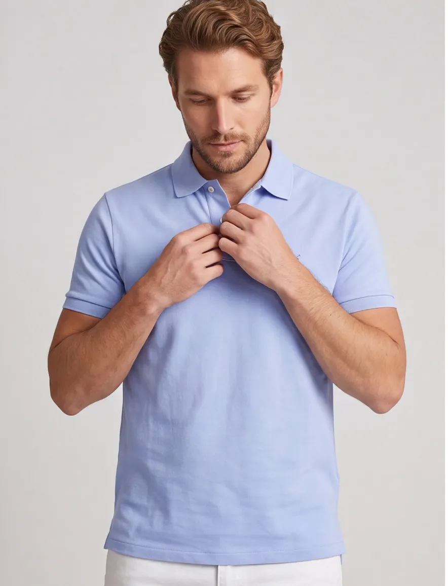 Lichtblauw poloshirt Ralph Lauren normale fit