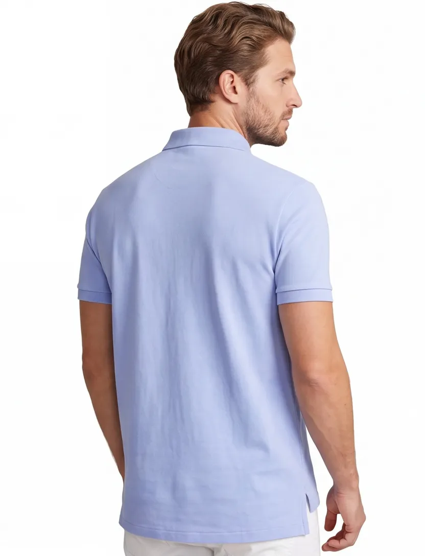 Poloshirt korte mouw Ralph Lauren lichtblauw 2 knopen