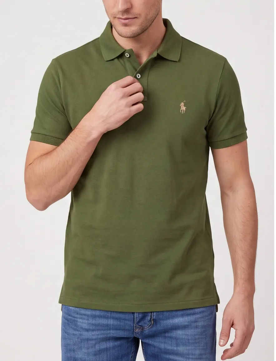Groene poloshirt Ralph Lauren normale fit effen 100% katoen