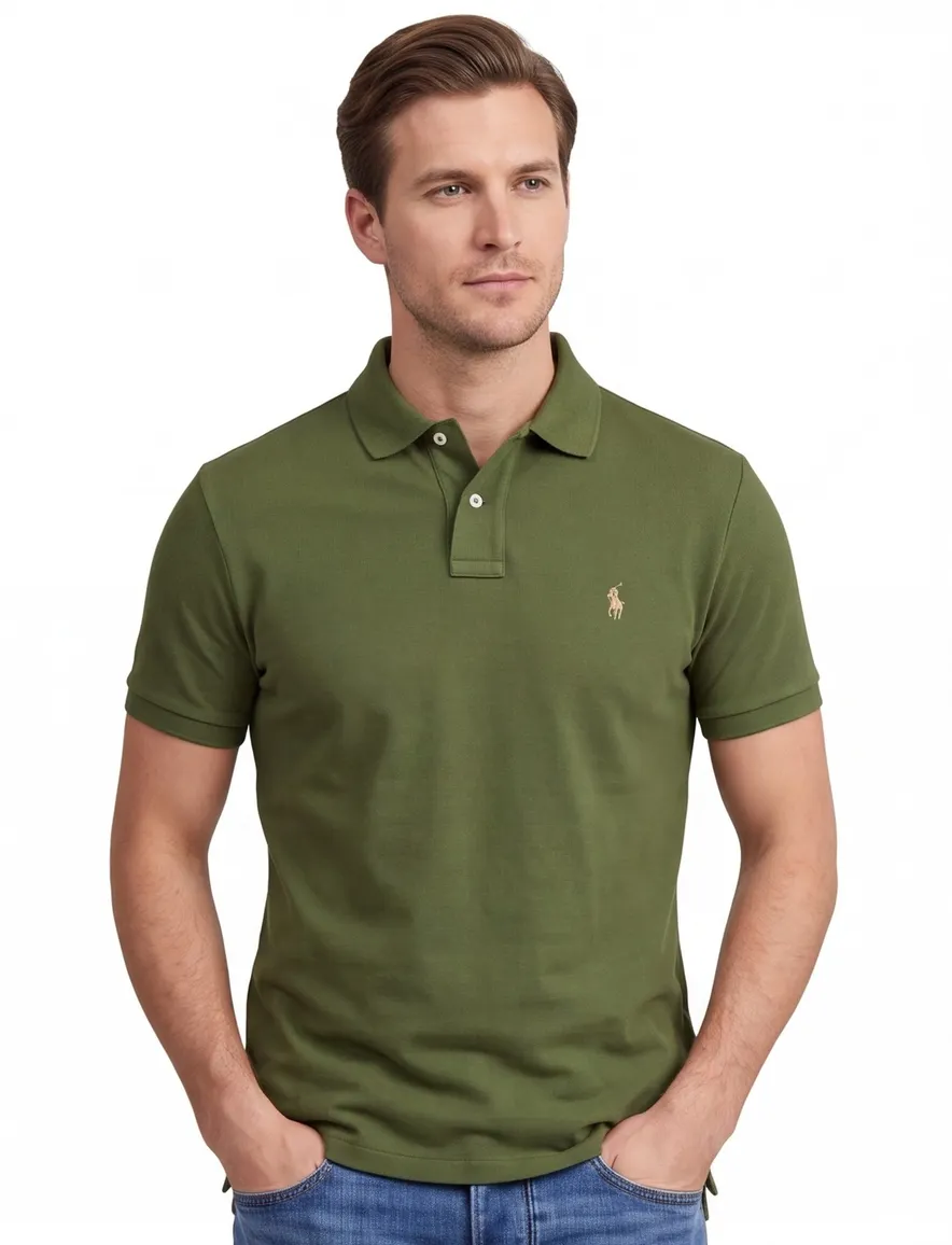 Groene poloshirt Ralph Lauren normale fit effen 100% katoen