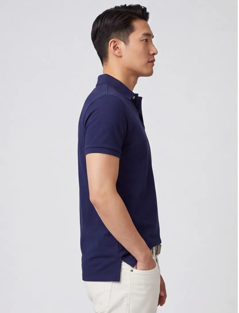 poloshirt korte mouw Ralph Lauren navy normale fit 2 knopen