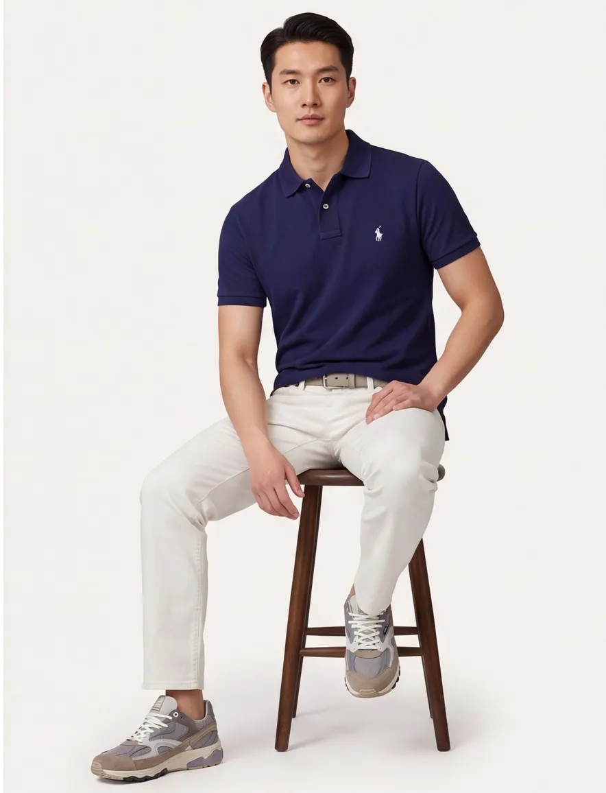 navy poloshirt Ralph Lauren 100% katoen 2 knoops