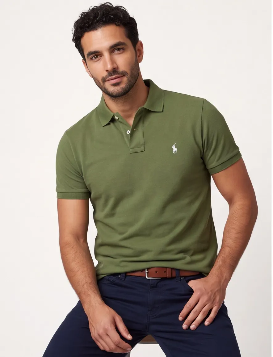 Groene polo Ralph Lauren 100% katoen korte mouw