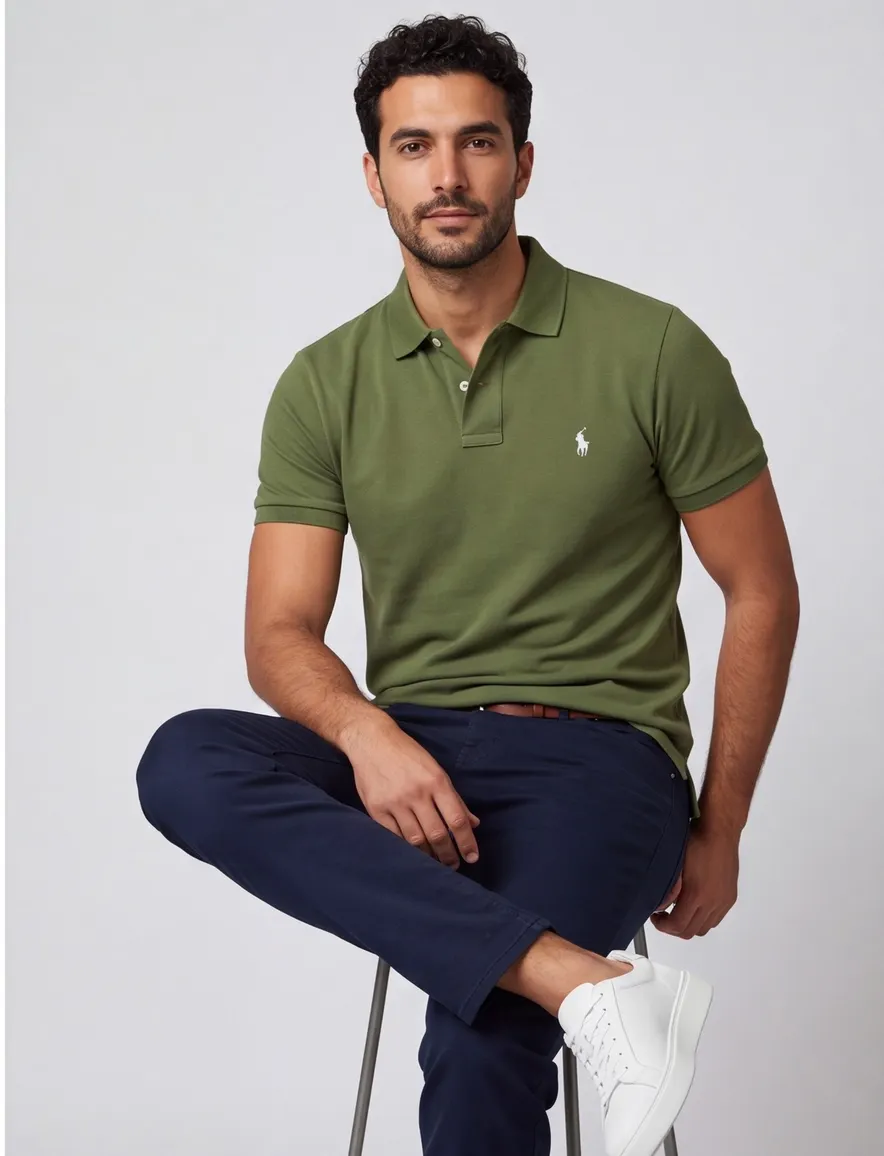 Groene polo Ralph Lauren 100% katoen korte mouw