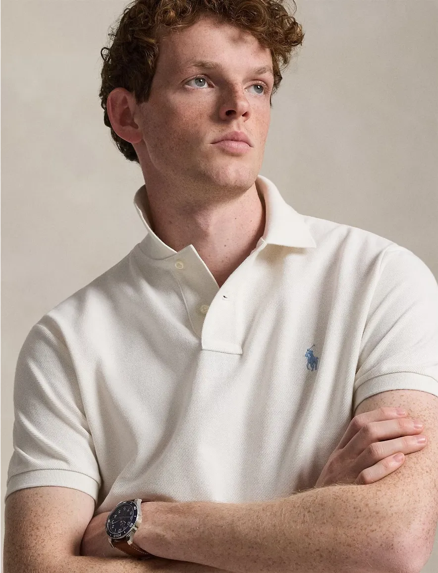 creme poloshirt Ralph Lauren normale fit 100% katoen