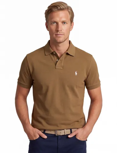Polo Ralph Lauren Polo bruin met 2 knopen Polo ralph lauren custom slim fit
