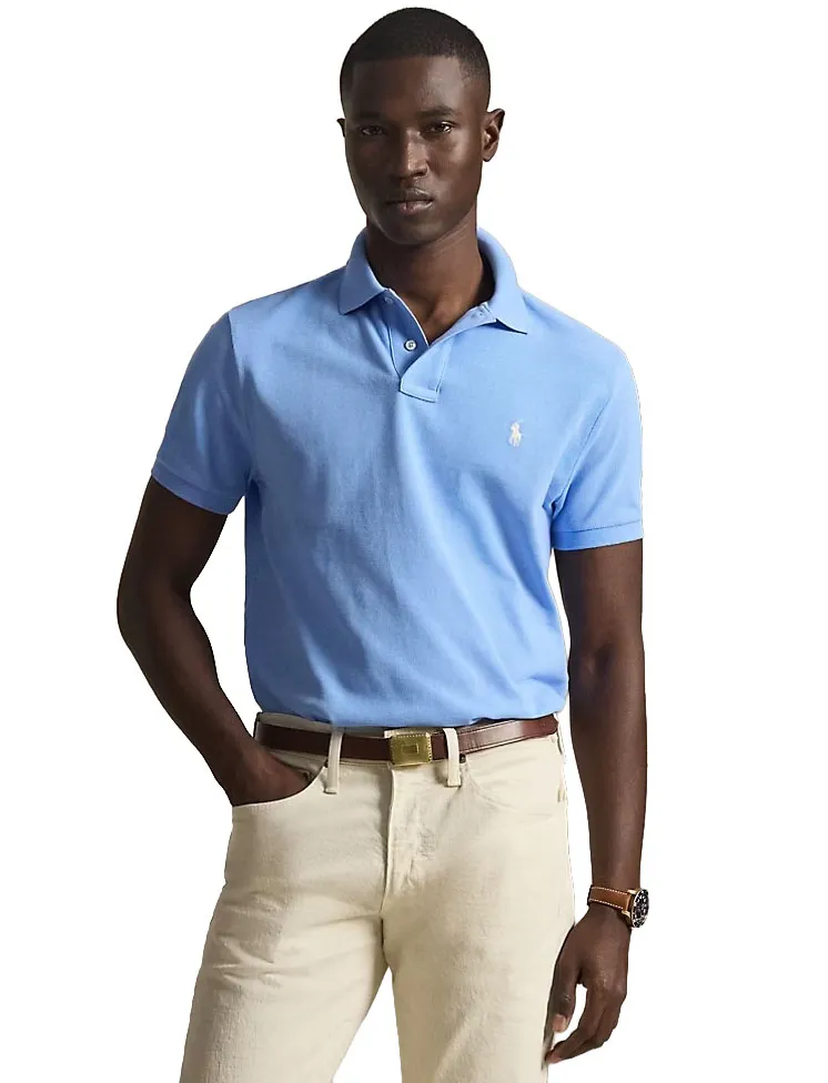 Polo Ralph Lauren poloshirt blauw slim fit 2 knoops