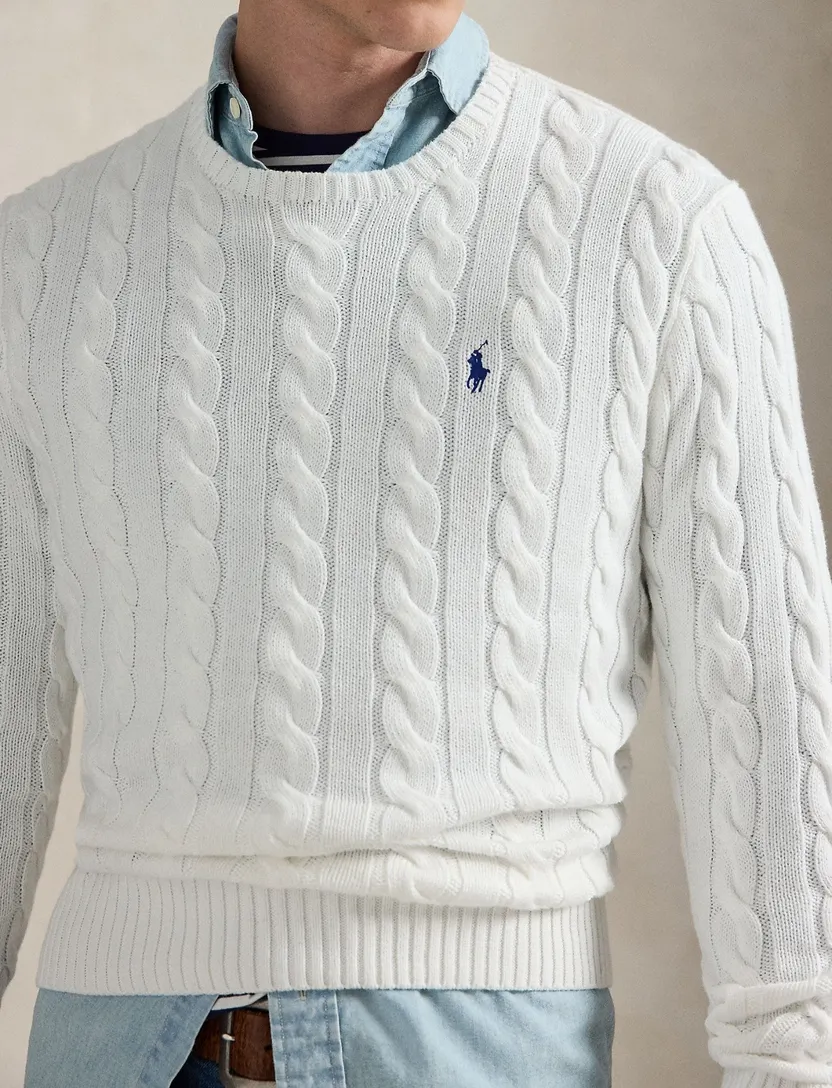 Kabeltrui wit Polo Ralph Lauren normale fit