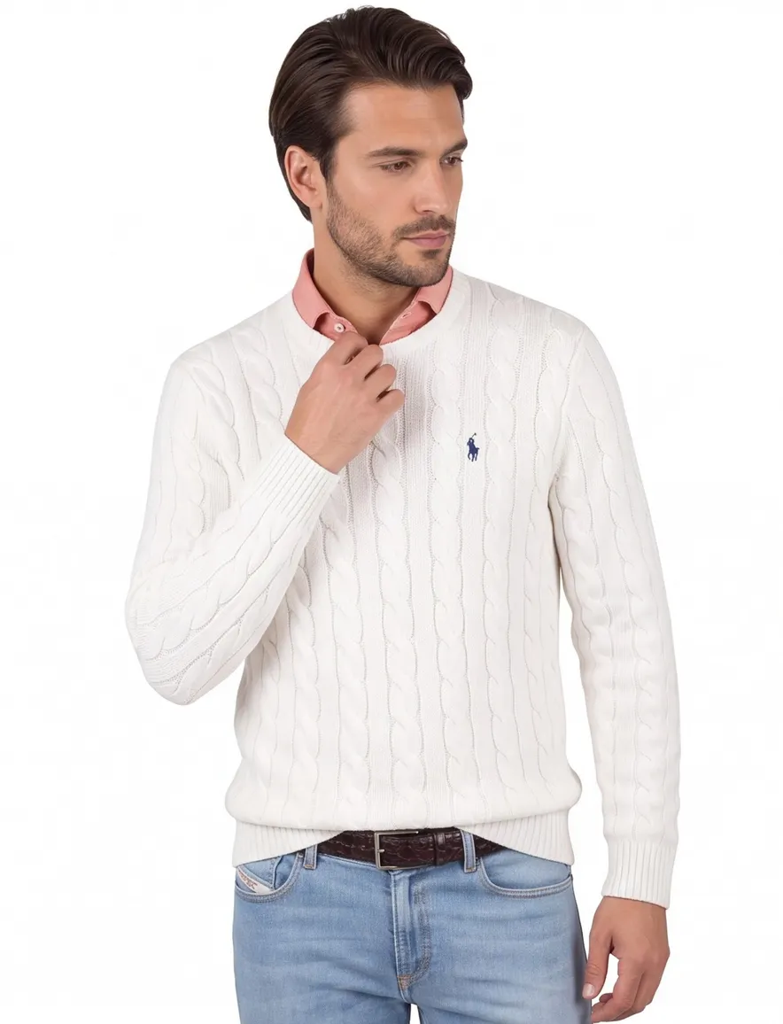 Polo Ralph Lauren cable knitted trui wit