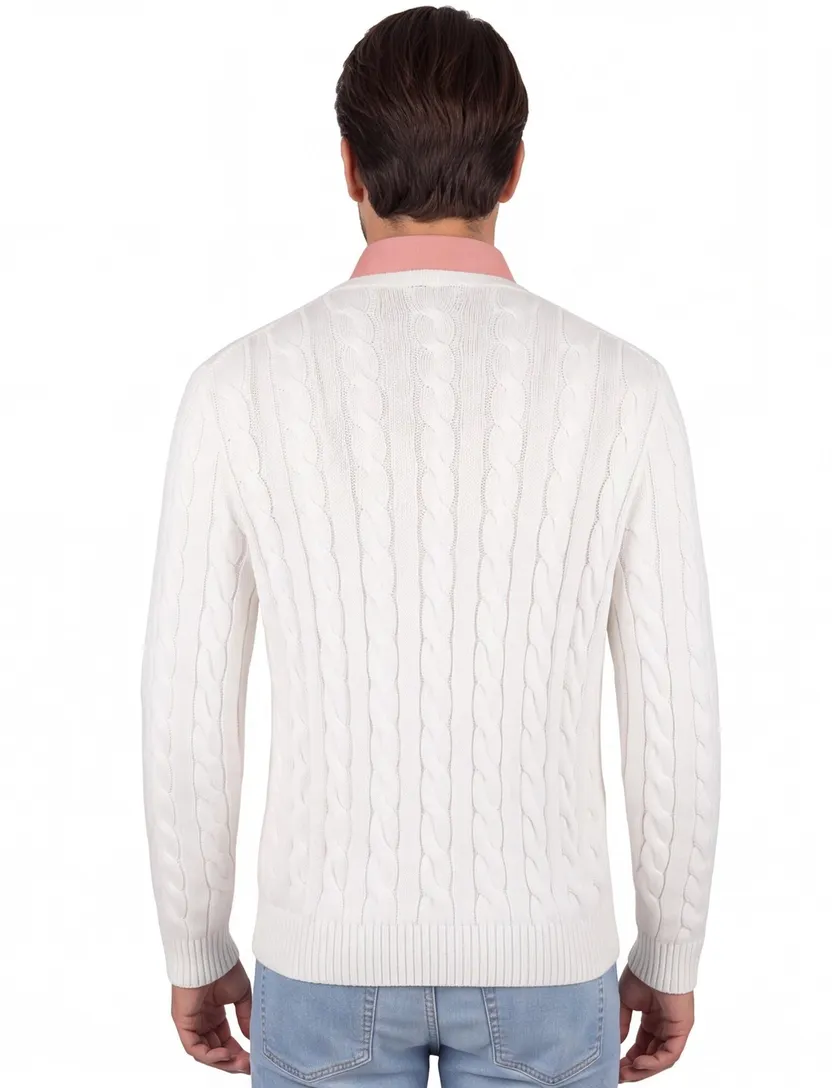 Kabeltrui wit Polo Ralph Lauren normale fit