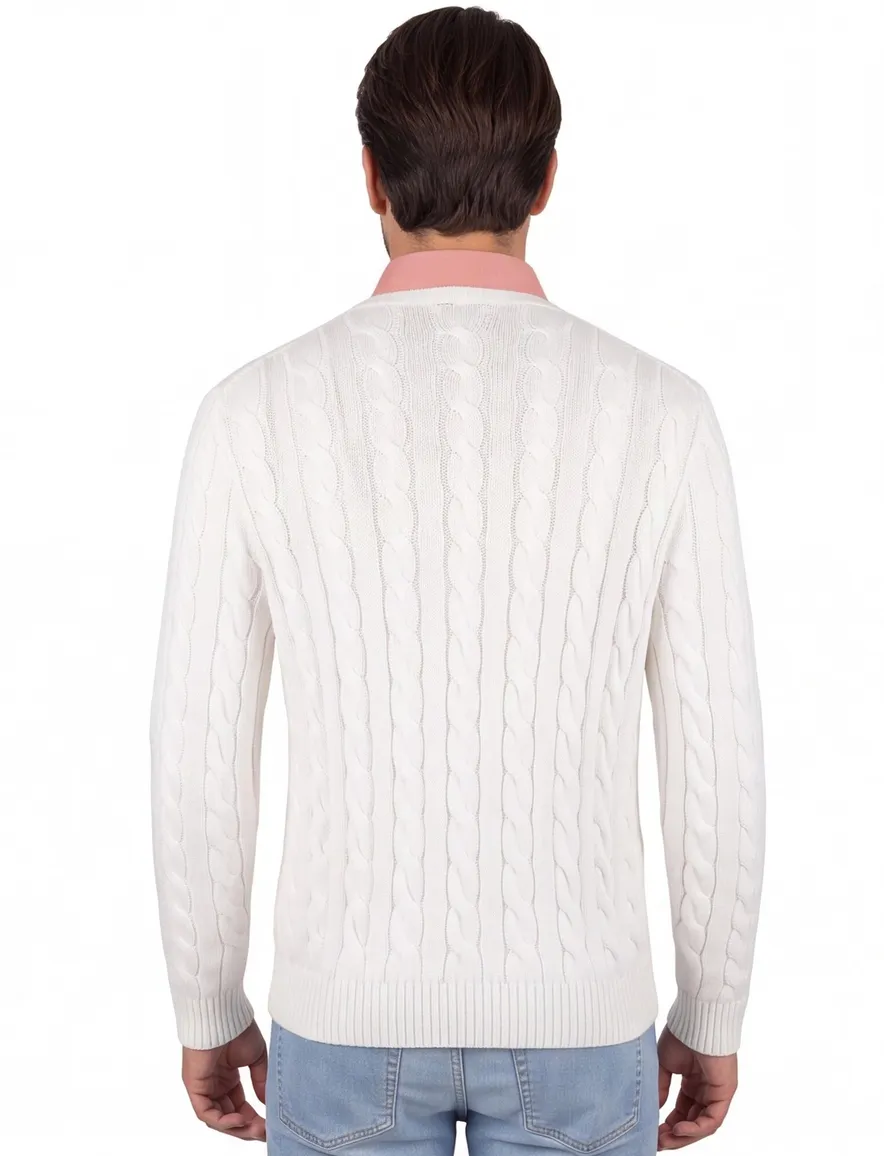 Polo Ralph Lauren cable knitted trui wit