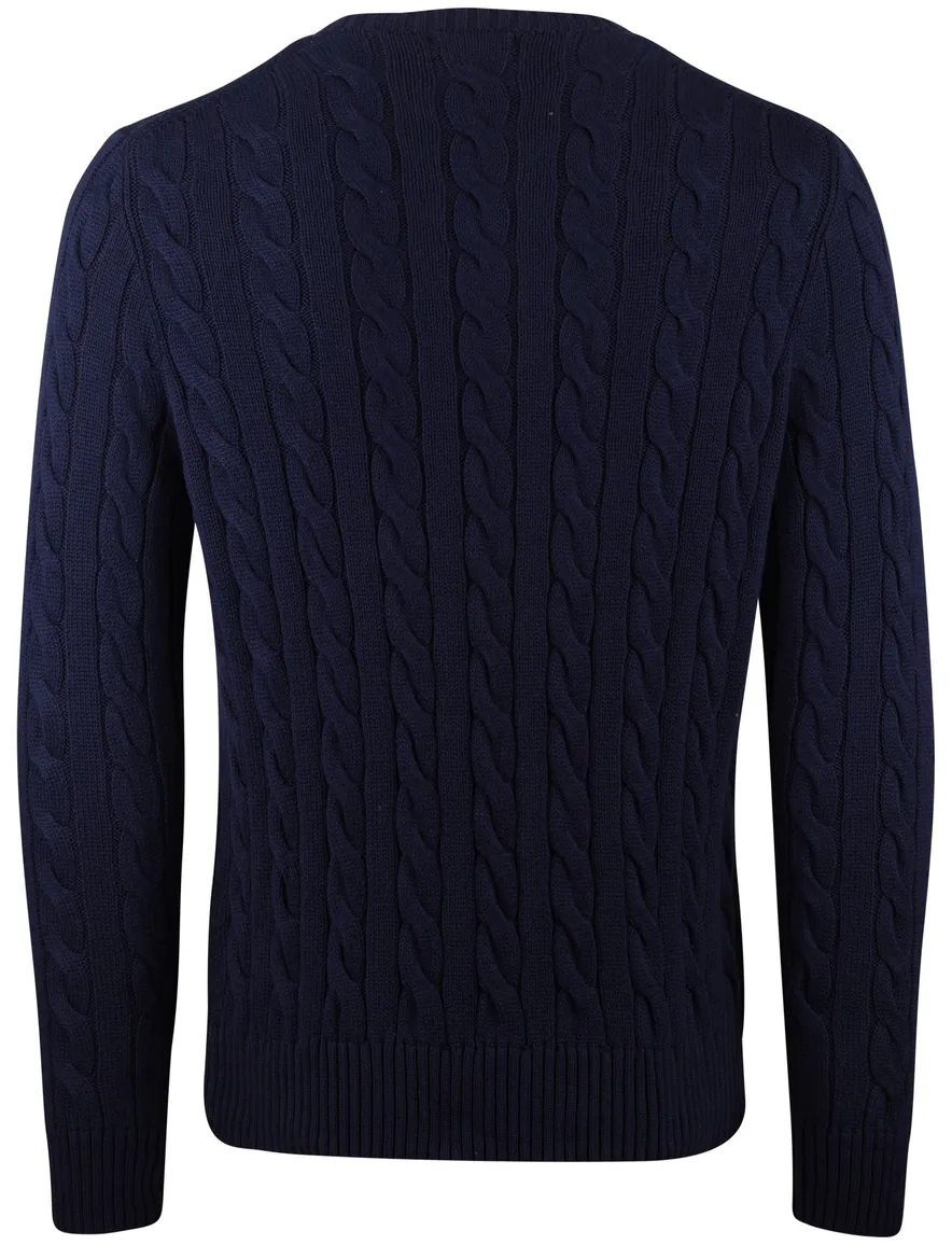 Polo Ralph Lauren kabeltrui donkerblauw structuur