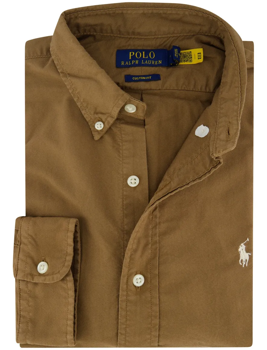 bruin overhemd Ralph Lauren custom fit