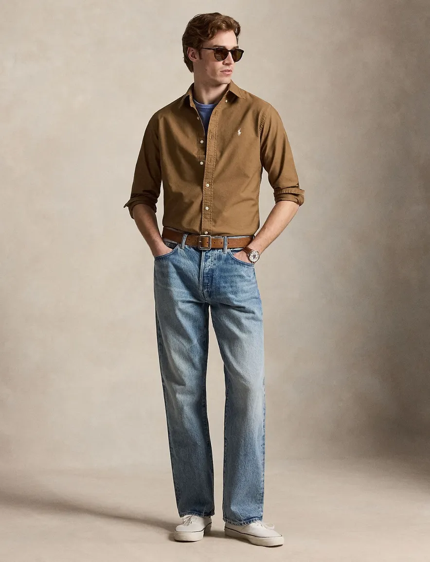 Polo Ralph Lauren custom fit overhemd bruin