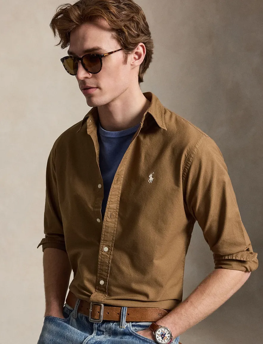 Polo Ralph Lauren custom fit overhemd bruin