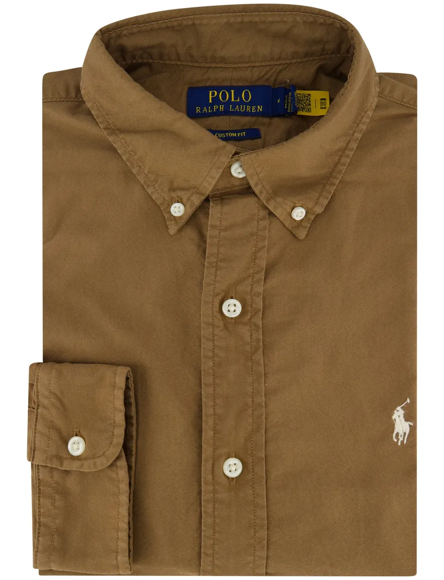 bruin overhemd Ralph Lauren custom fit