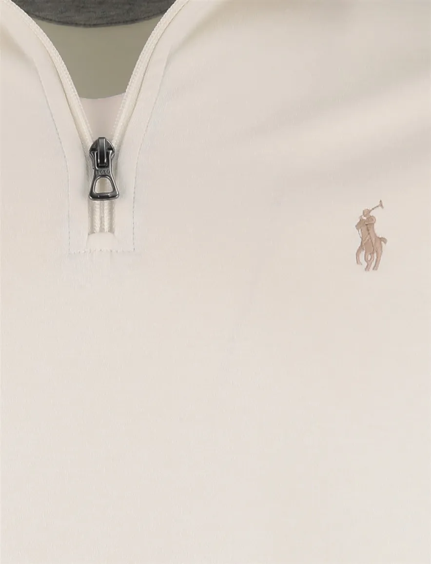 Polo Ralph Lauren Half Zip trui creme effen