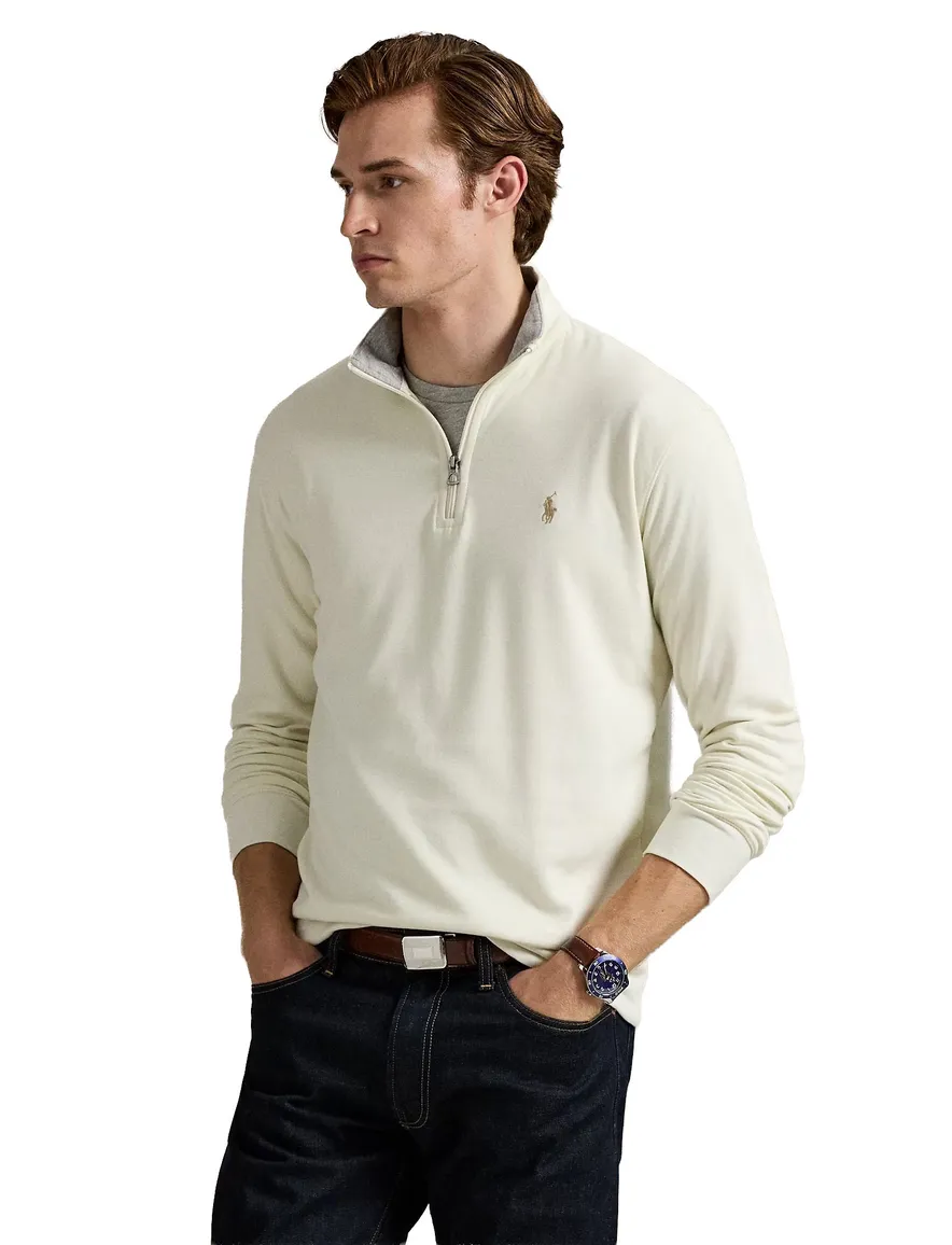 Polo Ralph Lauren Half Zip trui creme effen