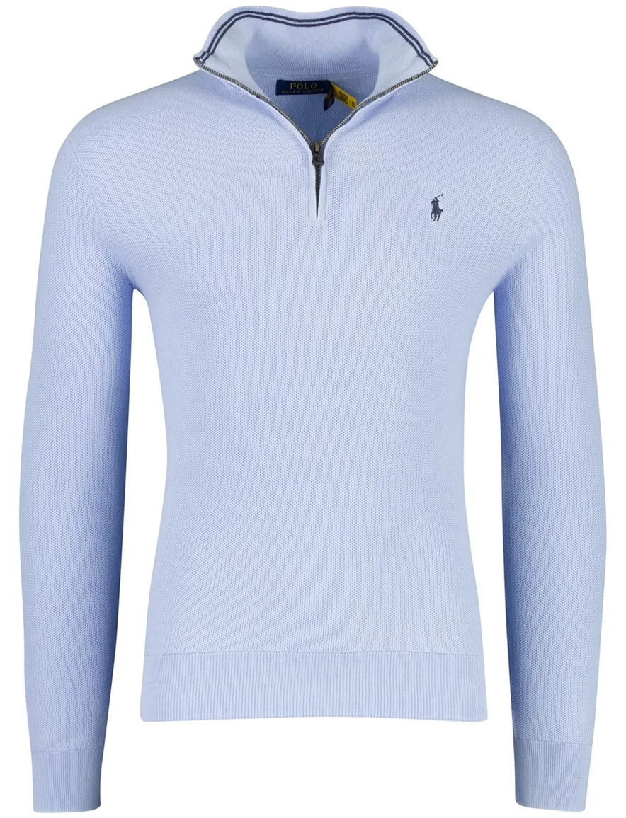 Polo Ralph Lauren half zip trui lichtblauw katoen