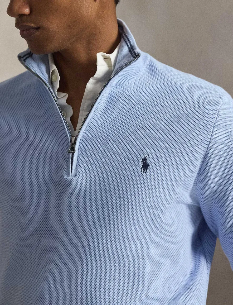 Polo Ralph Lauren half zip trui lichtblauw katoen