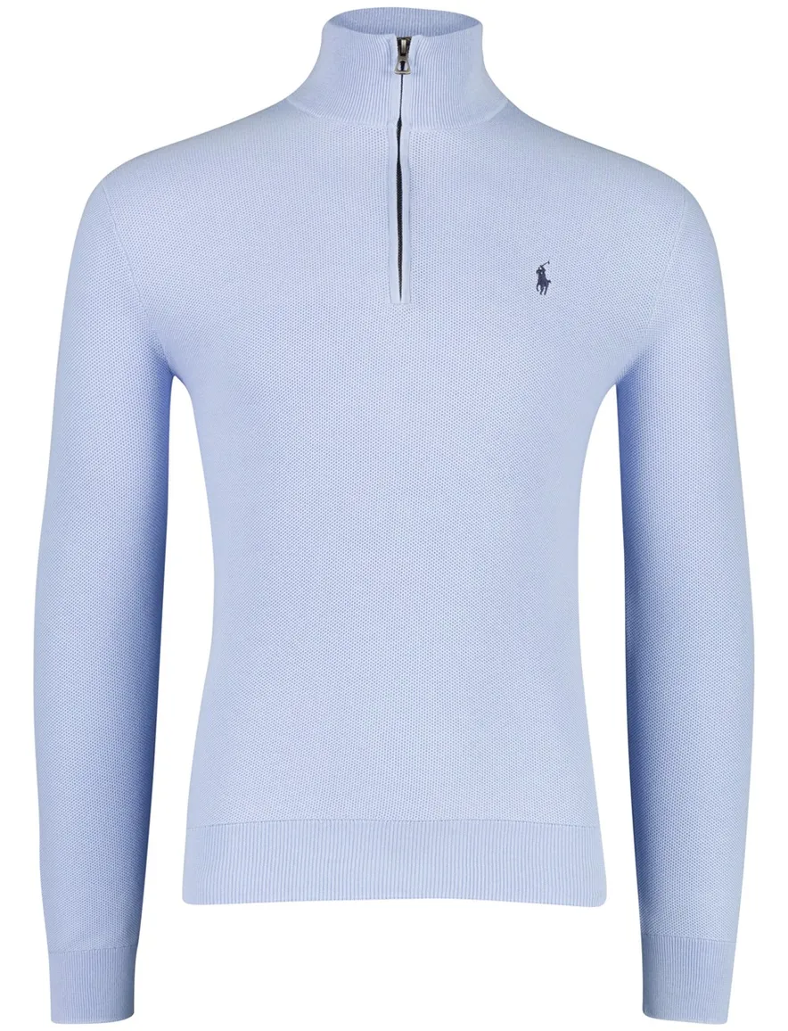Polo Ralph Lauren half zip trui lichtblauw katoen