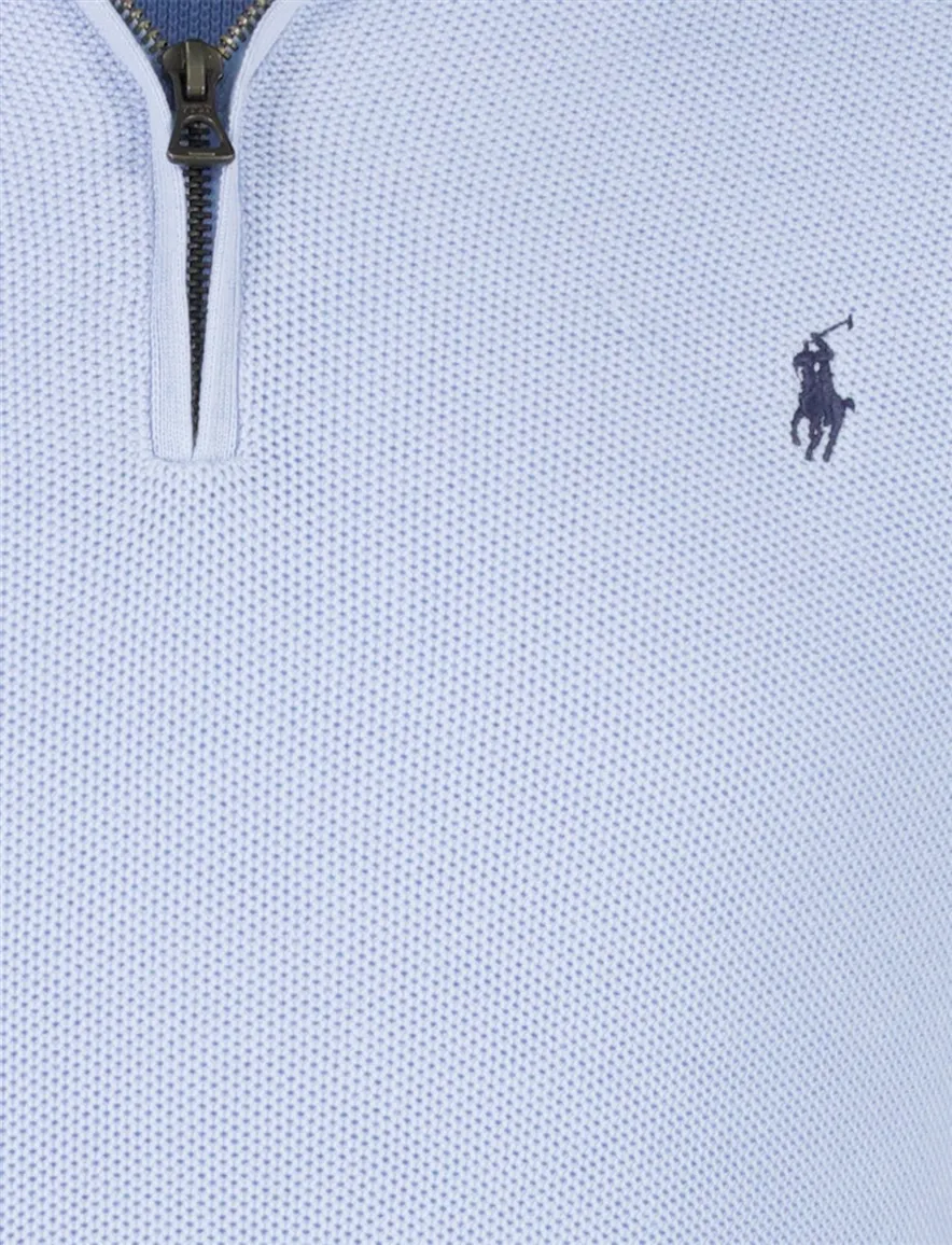 Polo Ralph Lauren half zip trui lichtblauw katoen
