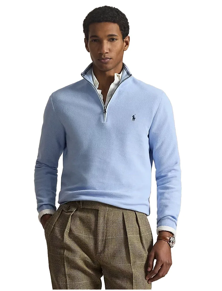 Polo Ralph Lauren half zip trui lichtblauw katoen