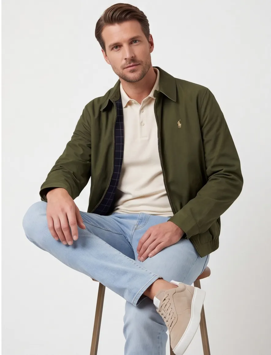 Groene zomerjas Polo Ralph Lauren kort met rits