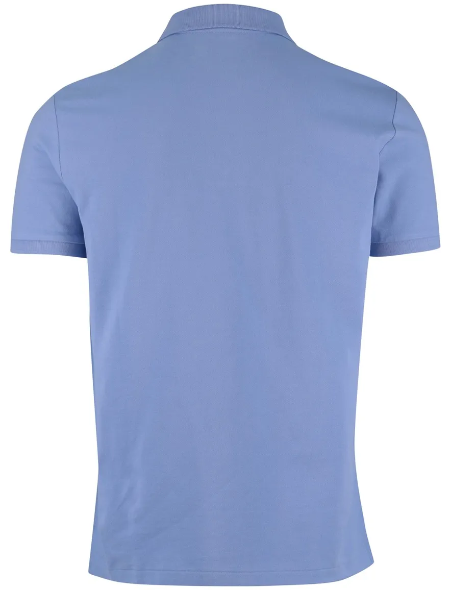 Polo Ralph Lauren Custom Slim Fit Polo Lichtblauw effen blauw logo
