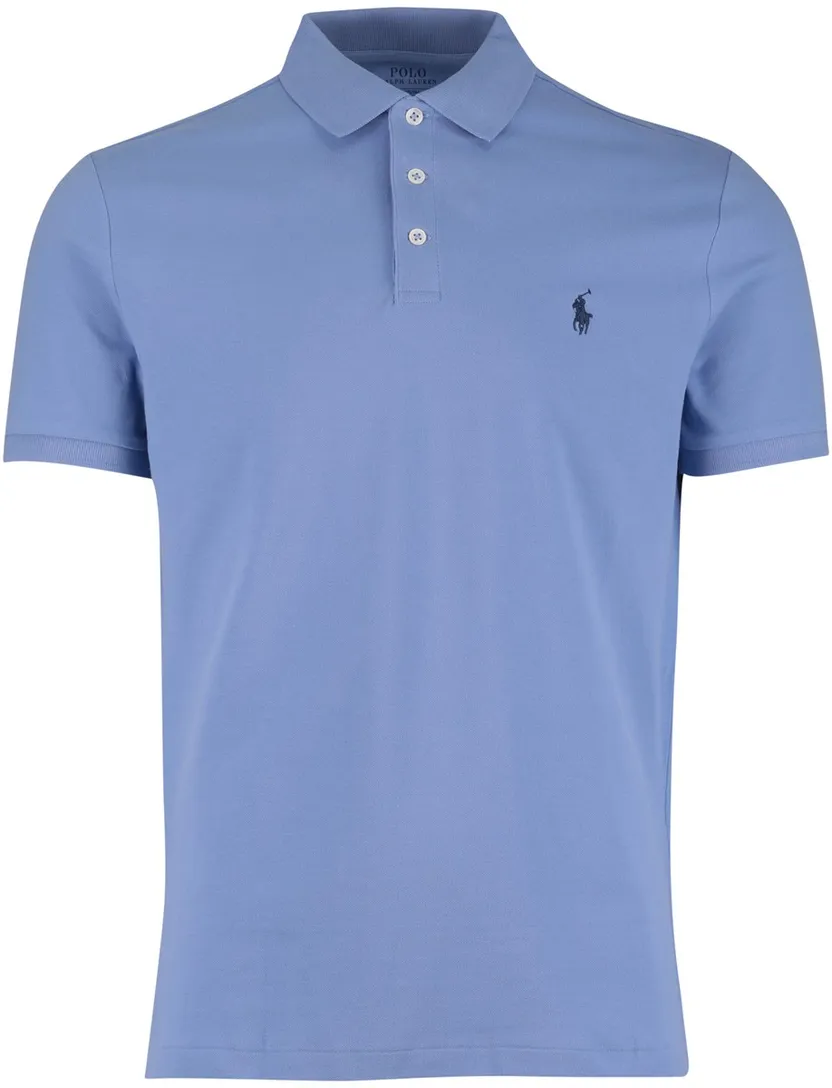 Lichtblauw Polo Polo Ralph Lauren Custom Slim Fit effen blauw logo