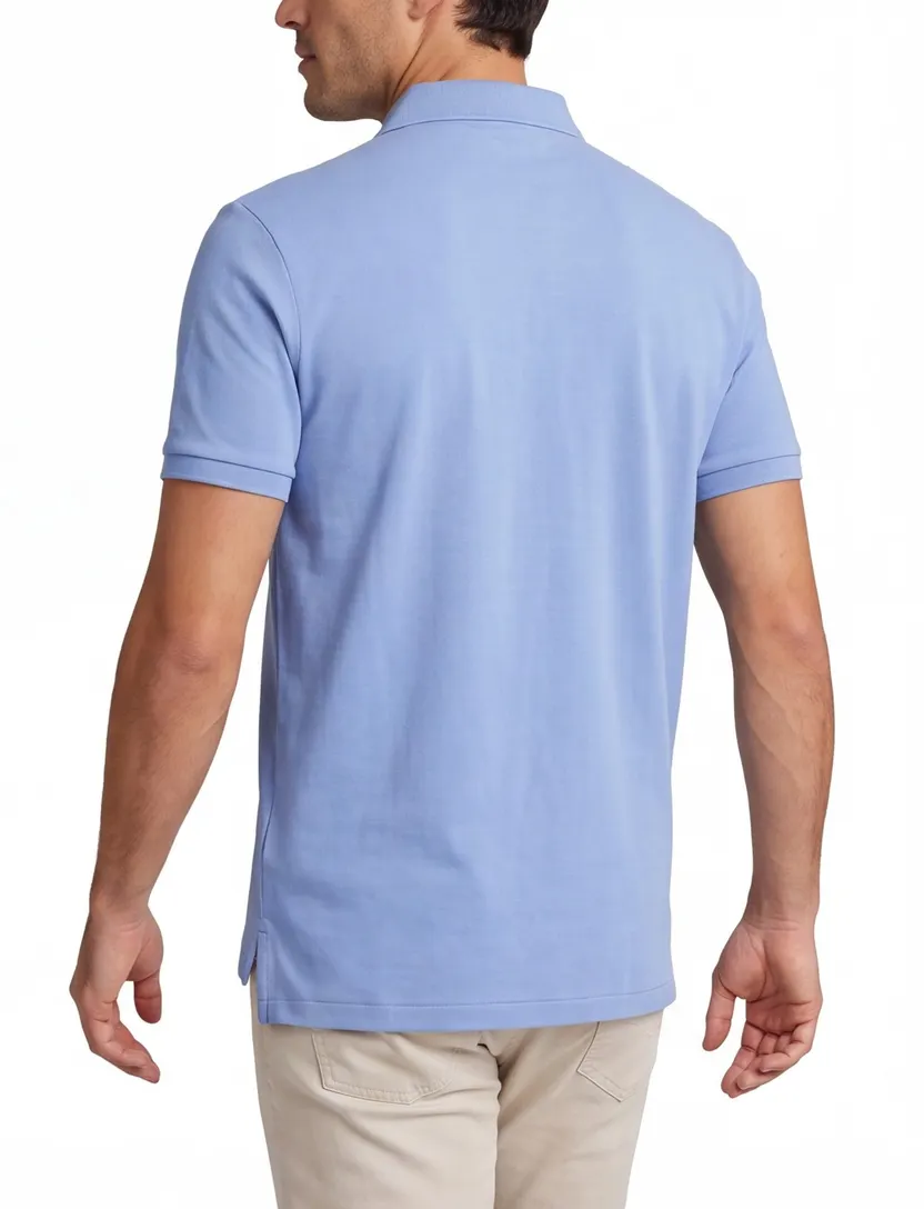 Lichtblauw Polo Polo Ralph Lauren Custom Slim Fit effen blauw logo